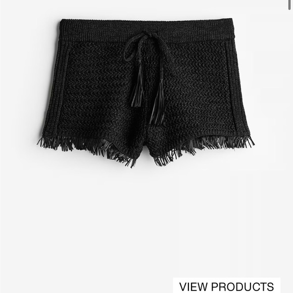 H&M Pants - Chic Black Knit Fringe Shorts